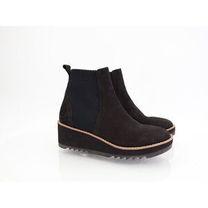 Eileen Fisher Womens Lilou Boots Booties Chelsea Wedge Heel Black Leather 5